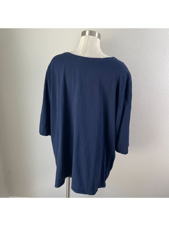 Catherines Easy Fit Tees Womens Plus 2X Navy Tunic Top 3/4 Sleeves Cotton Shirt - Picture 7 of 7